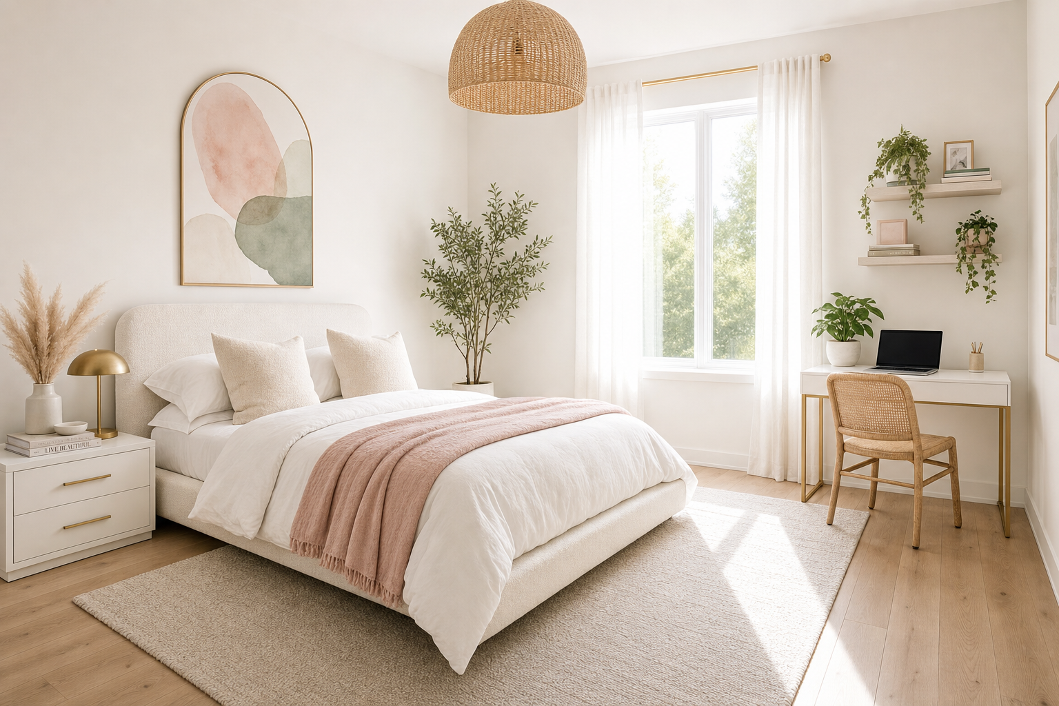 A modern bedroom prepared for a young woman
