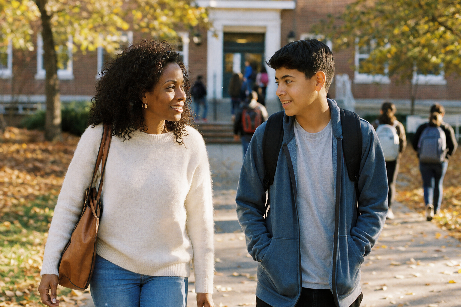 Walking to school with a Sponsor Parent